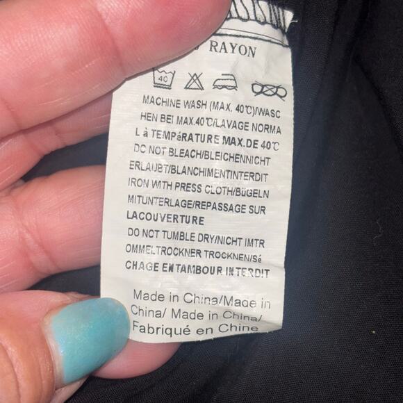 Ekouaer Black Blouse Top Collared XXL Long Line Side Split Lightweight Rayon - Picture 5 of 10